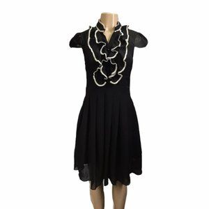 50’s style Black dress with ruffle lace detailing